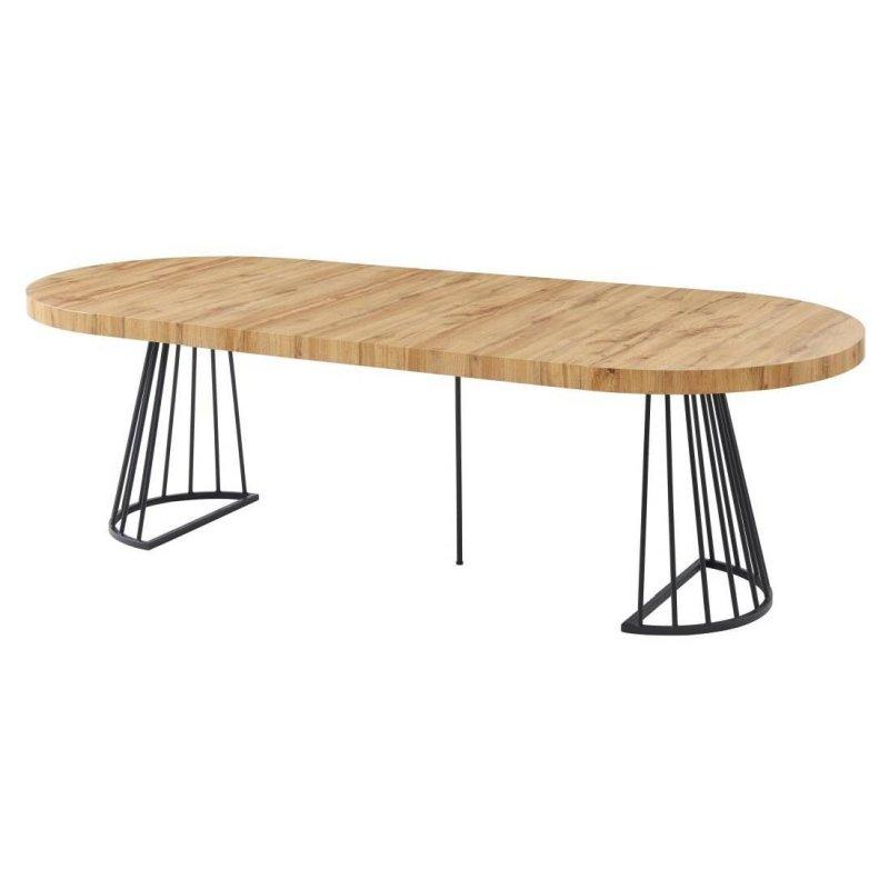 Açılır Yuvarlak Yemek Masası Doğal Ahşap MDF 110×260 cm – 82606 Açılır Yuvarlak Yemek Masası Doğal Ahşap MDF 110×260 cm – 82606