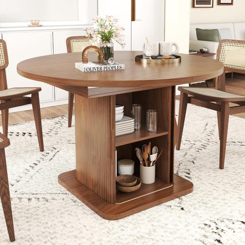 Açılır Yuvarlak Yemek Masası Endüstriyel Ahşap Depolama Bölmeli 75 cm – 82414 Açılır Yuvarlak Yemek Masası Endüstriyel Ahşap Depolama Bölmeli 75 cm – 82414