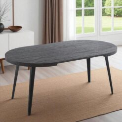 Açılır Yuvarlak Yemek Masası MDF Ahşap Görünümlü Metal Ayaklı 180 cm – 82348