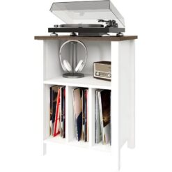 Ahşap Plak Dolabı Çok Raflı Pikap Kabini Beyaz ve Kahverengi Renk Seçeneği 69x50x35 cm – 81559