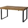 Bal Renkli Meşe ve Mat Siyah Masif Ahşap Yemek Masası 160×90 cm – 82936
