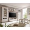 Beyaz Endüstriyel Ahşap 4 Parçalı Vitrinli TV Ünitesi 296×201 cm – 81796