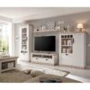 Beyaz Endüstriyel Ahşap 4 Parçalı Vitrinli TV Ünitesi 330×201 cm – 81814