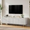 Beyaz Endüstriyel Ahşap TV Konsolu 75 İnç 175 cm Genişlik 3 Saklama Dolabı – 80842