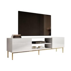 Beyaz Yüksek Parlak 200 cm TV Ünitesi Çelik Ayaklı Slide Modeli – 80710