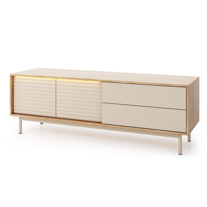 Cashmere ve Olejeli Meşe Renkli 160 cm Vitrinli TV Ünitesi – 82330 Cashmere ve Olejeli Meşe Renkli 160 cm Vitrinli TV Ünitesi – 82330