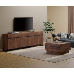 Ceviz Rengi Endüstriyel Ahşap TV Ünitesi ve Orta Sehpa Takımı 120 cm – 79732