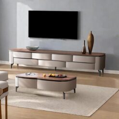 Ceviz Rengi Masif Ahşap TV Ünitesi ve Orta Sehpa Takımı – 79780