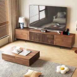 Ceviz Rengi MDF Malzeme TV Ünitesi ve Orta Sehpa Takımı 120×40 cm – 79867