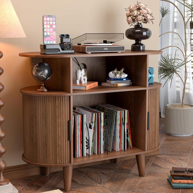 Ceviz Renginde Açık Raflı Plak Dolabı 90x90x40 cm – 81766 Ceviz Renginde Açık Raflı Plak Dolabı 90x90x40 cm – 81766