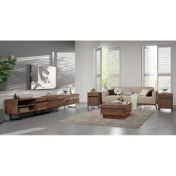 Ceviz Renginde Cam Tablalı Modern Oturma Odası Takımı 307x41x51 cm – 79558