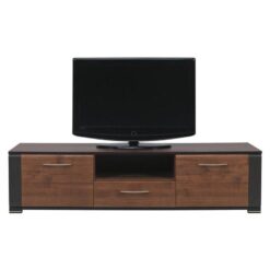 Ceviz Renginde Siyah Çerçeveli TV Ünitesi 50 cm Yüksekliğinde – 82003