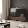 Ceviz Renkli Endüstriyel Ahşap Tekerlekli TV Standı 180x45x91 cm – 81340