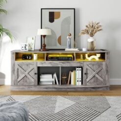 Çiftlik Tarzı TV Ünitesi 178 cm Geniş Ahşap Depolama Dolabı – 80017