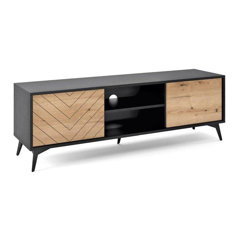 Dąb Evoke Renkli 154 cm Siyah Gövdeli Modern Vitrinli TV Ünitesi – 82318 Dąb Evoke Renkli 154 cm Siyah Gövdeli Modern Vitrinli TV Ünitesi – 82318