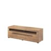 Dąb Grandson Ahşap TV Ünitesi 160x52x50 cm Açık Raflı Metal Tutamaklı – 82042