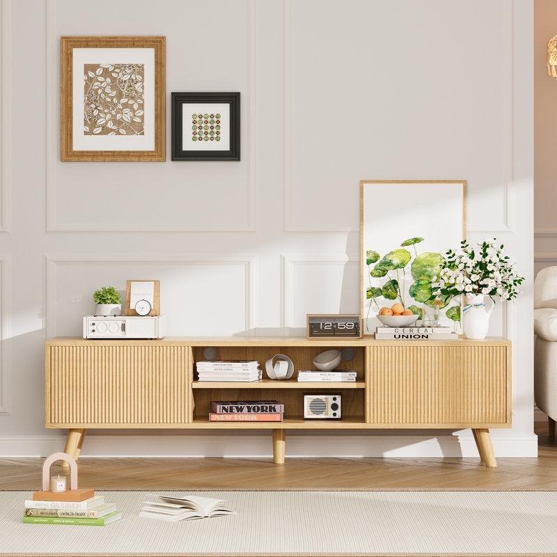 Doğal Ahşap 160 cm Açılır Kapılı TV Konsolu – 80833 Doğal Ahşap 160 cm Açılır Kapılı TV Konsolu – 80833