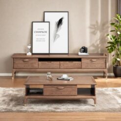 Doğal Kütük Kül Ağacı TV Ünitesi ve Orta Sehpa Takımı – 79564