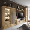 Dört Parçalı Krem Rengi Masif Çam Vitrinli TV Ünitesi 396×217 cm Breddin – 81859