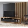 Dört Parçalı Siyah ve Ahşap Vitrinli TV Ünitesi 252×179 cm – 81790