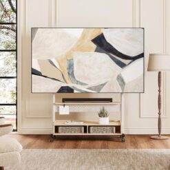 Endüstriyel Ahşap İki Raflı 112x44x155 cm Tekerlekli TV Standı – 81451