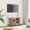 Endüstriyel Ahşap Tekerlekli TV Standı 80x40x45 cm Meşe Rengi – 81361 Endüstriyel Ahşap Tekerlekli TV Standı 80x40x45 cm Meşe Rengi – 81361