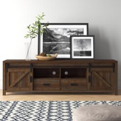 Endüstriyel Siyah Donanımlı Kahverengi Ahşap TV Konsolu 200x39x60 cm – 80956