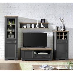 Grafitli Dört Parçalı Vitrinli TV Ünitesi 275×204 cm – 81853