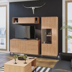 Hikori Renkli İki Kapılı Vitrinli TV Ünitesi 190x70x41 cm – 81889