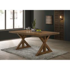 Kahverengi Endüstriyel Ahşap X Ayaklı Dikdörtgen Yemek Masası 183×107 cm – 82519