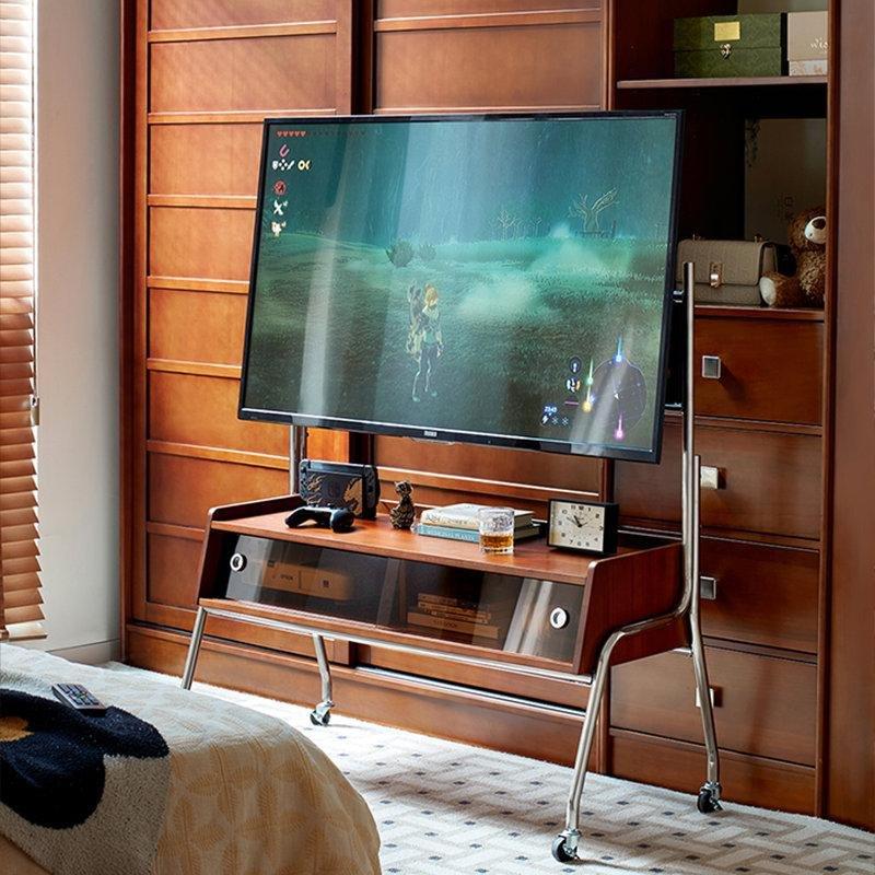 Kahverengi Masif Ahşap Metal Kombinli 130x56x123 cm Tekerlekli TV Standı – 81424 Kahverengi Masif Ahşap Metal Kombinli 130x56x123 cm Tekerlekli TV Standı – 81424