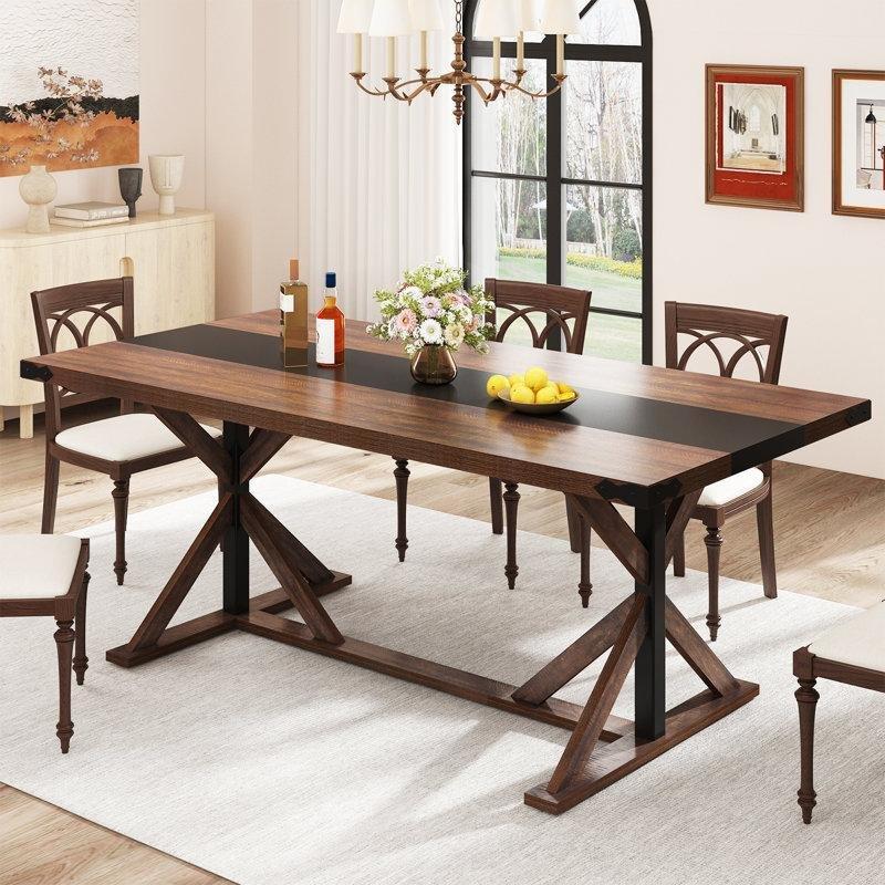 Kahverengi Siyah Bloklu Endüstriyel Ahşap Yemek Masası 180×90 cm – 82471 Kahverengi Siyah Bloklu Endüstriyel Ahşap Yemek Masası 180×90 cm – 82471