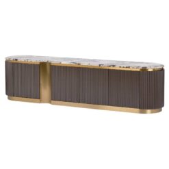 Koyu Gri Endüstriyel Ahşap 200 cm TV Ünitesi Kapılı Raflı – 80791