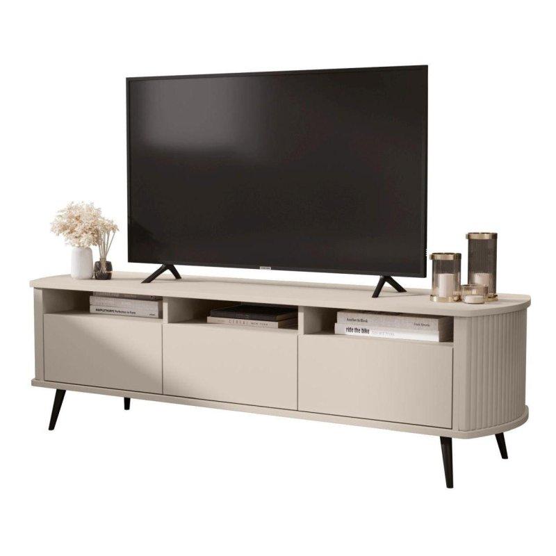 Krem Renkli Lamele Detaylı 150 cm Vitrinli TV Ünitesi – 82303 Krem Renkli Lamele Detaylı 150 cm Vitrinli TV Ünitesi – 82303