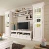 Krem Renkli Masif Çam Ahşap Vitrinli TV Ünitesi 312×217 cm – 81850