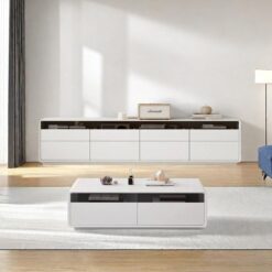 Kutuluk Ahşap TV Ünitesi ve Orta Sehpa Takımı 180×40 cm – 79693