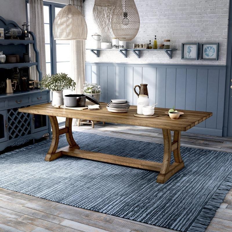 Masif Çam Ahşap Yemek Masası 96×42 cm Trestle Tabanı Kahverengi – 82489 Masif Çam Ahşap Yemek Masası 96×42 cm Trestle Tabanı Kahverengi – 82489