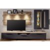 Mat Gri Endüstriyel Ahşap 5 Parçalı LED Aydınlatmalı Vitrinli TV Ünitesi 314×201 cm – 81862