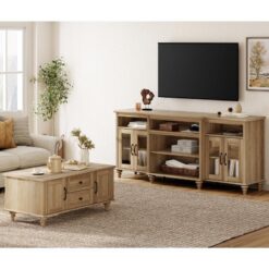 Meşe Rengi P2 MDF Malzeme TV Ünitesi ve Orta Sehpa Takımı – 79921