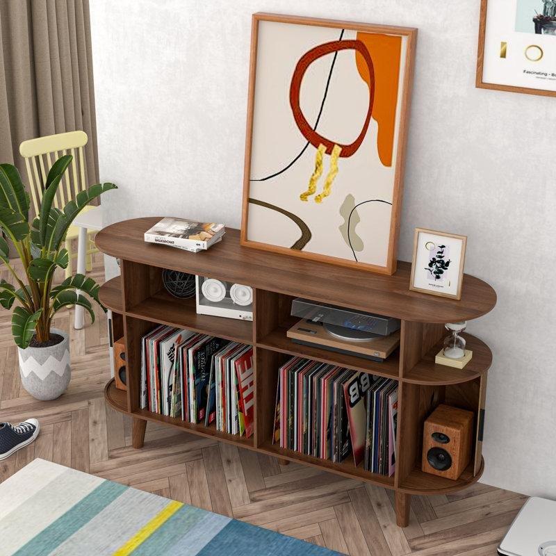 Orta Yüzyıl Tasarımlı Kahverengi MDF Plak Dolabı 140x76x40 cm – 81772 Orta Yüzyıl Tasarımlı Kahverengi MDF Plak Dolabı 140x76x40 cm – 81772