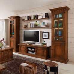 Panya Masif Çam Ahşap 300×214 cm Vitrinli TV Ünitesi – 81802