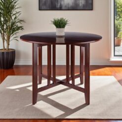 Sıcak Ceviz Renkli Açılır Yuvarlak Yemek Masası 106 cm – 82351