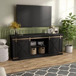 Siyah Ahşap Kapaklı 183 cm Geniş TV Ünitesi – 80107