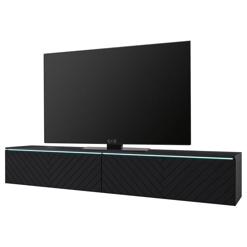 Siyah Balık Kılçığı Desenli 180 cm TV Ünitesi LED Aydınlatmalı – 80647 Siyah Balık Kılçığı Desenli 180 cm TV Ünitesi LED Aydınlatmalı – 80647