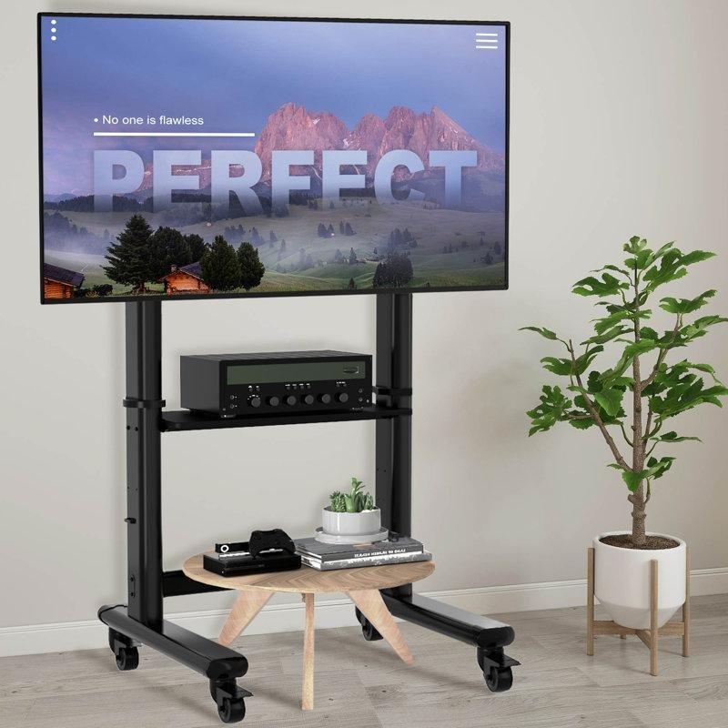 Siyah Endüstriyel Ahşap 55-100 İnç TV Standı Tekerlekli Mobil Destek – 81400 Siyah Endüstriyel Ahşap 55-100 İnç TV Standı Tekerlekli Mobil Destek – 81400
