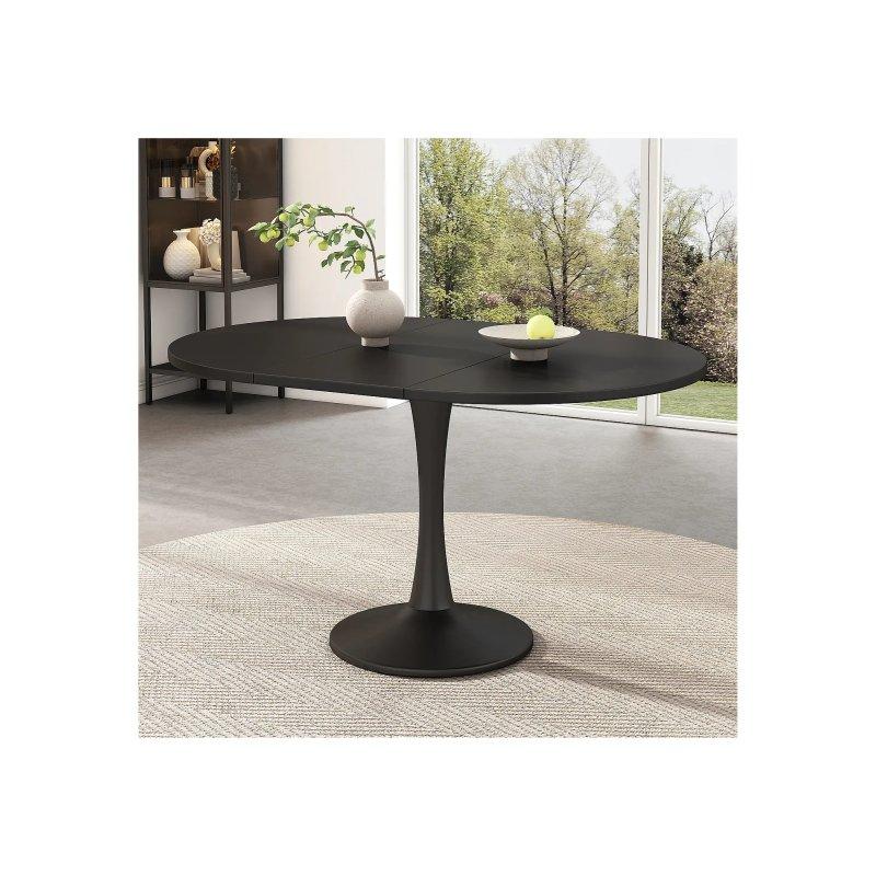 Siyah Endüstriyel MDF Açılır Yuvarlak Yemek Masası 100-140 cm – 83062 Siyah Endüstriyel MDF Açılır Yuvarlak Yemek Masası 100-140 cm – 83062