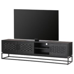 Siyah Kaplamalı 200 cm Poplar TV Ünitesi Metal Ayaklı – 80773