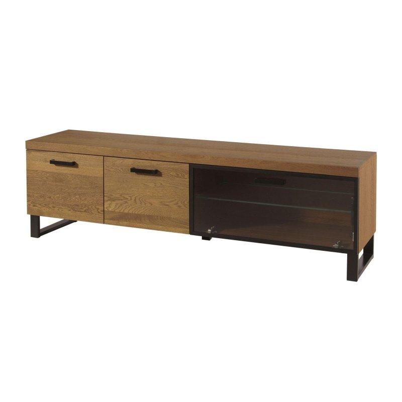 Siyah Mat Çerçeveli Meşe Rustical 180 cm Vitrinli TV Ünitesi – 82195 Siyah Mat Çerçeveli Meşe Rustical 180 cm Vitrinli TV Ünitesi – 82195