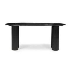 Siyah Mermer Desenli Oval Yemek Masası 180×90 cm – 82840