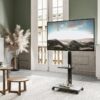 Siyah Metal Endüstriyel Ahşap 32-70 İnç Tekerlekli TV Standı – 81439